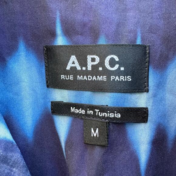 A.P.C. Shirt Ross Tie Dye Button Up Short Sleeve Cotton Blue Medium Classic - Picture 7 of 8